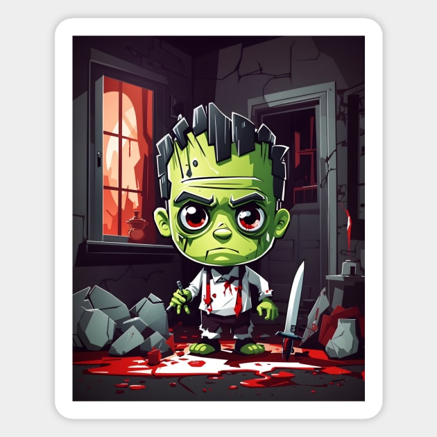 Cute Halloween Frankenstein Magnet by ginkelmier@gmail.com